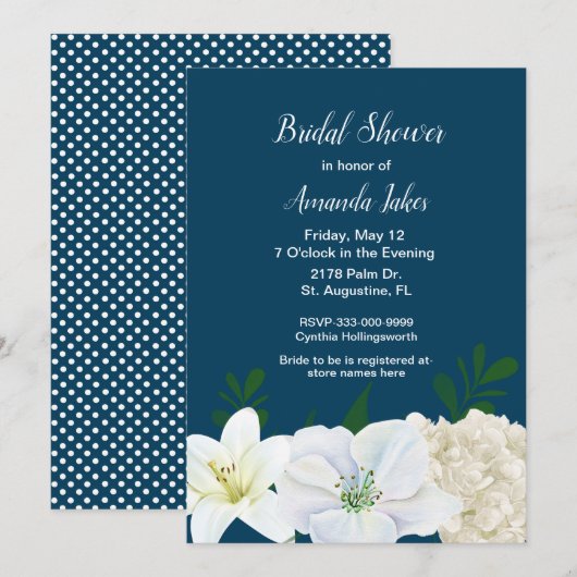 Chic Blue Bridal Dusche Einladung (Vorne/Hinten)