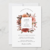 Chic Blue, Burgundy Blush und Pink Floral Wedding Einladung (Vorderseite)