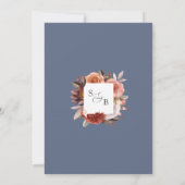 Chic Blue, Burgundy Blush und Pink Floral Wedding Einladung (Rückseite)