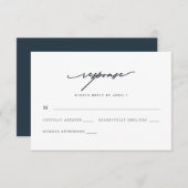Chic Blue Calligraphy Wedding Rsvp (Vorne/Hinten)