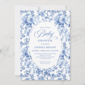 Chic Blue Chinoiserie Toile Baby Shower Invitation Einladung (Vorderseite)