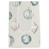 Chic Blue Cream Beach Weihnachten Mittlere Geschenktüte (Rückseite)