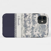 Chic Blue & Cream französische Toiletten Case-Mate iPhone Hülle (Rückseite (Horizontal))