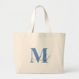Chic Blue Cursive Elegent Jumbo Stoffbeutel