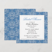 Chic Blue Damask Bridal Dusche Einladung (Vorne/Hinten)