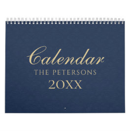 Chic Blue Damask Newly Married Photo Calendar Kalender