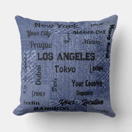 Chic Blue Denim Megastädte der Welt werfen Kissen