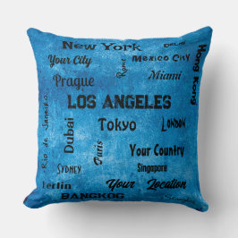 Chic Blue Denim rustikale Megastädte der Welt Kissen