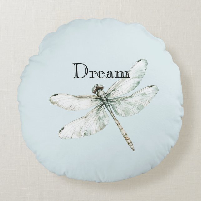 Chic Blue Dragonflies Dream Rundes Kissen (Vorderseite)