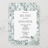Chic Blue Dragonfly Dream Floral Brautparty Einladung (Vorne/Hinten)