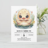 Chic Blue Duck Birthday Einladung (Stehend Vorderseite)