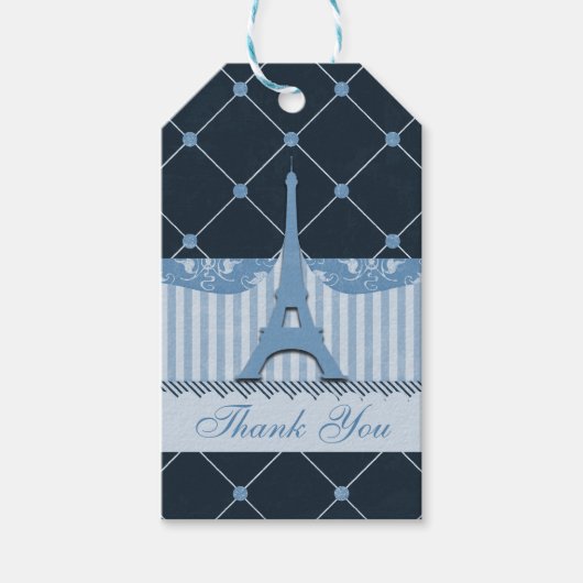 Chic Blue Eiffel Tower Vielen Dank Geschenkanhänger (Vorderseite)