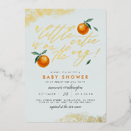 Chic Blue Eine kleine Süsse Orange Baby Dusche Folieneinladung