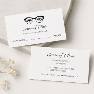 Chic Blue Eye Eyeglasses Augenuntersuchung Ernennu Terminkarte