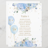 Chic Blue Floral Balloons Babydusche Sign (Vorne/Hinten)