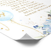 Chic Blue Floral Balloons Babydusche Sitzgelegenhe Poster (Ecke)