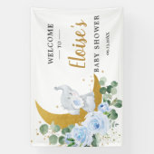 Chic Blue Floral Elephant Baby Dusche Hintergrund Banner (Vertikal)