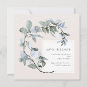 Chic Blue Floral Greenerity Wedding Save the Date (Vorderseite)