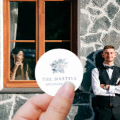 Chic Blue Floral Personalisiert Name Wedding Runder Aufkleber