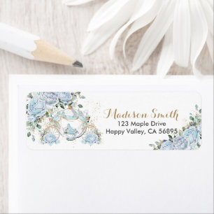 Chic Blue Floral Princess Carriage Rücksendeadress
