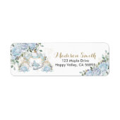 Chic Blue Floral Princess Carriage Rücksendeadress (Vorne)