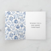 Chic Blue Floral Truck Weihnachtsbaum Karte (Innenseite)