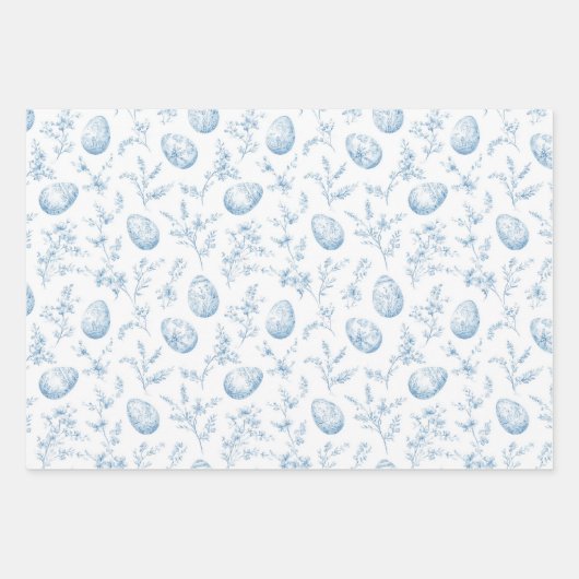 Chic Blue Flowers Easter Eggs Geschenkpapier Set (Vorderseite 2)