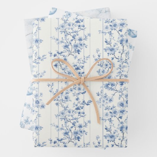 Chic Blue Flowers Easter Eggs Geschenkpapier Set (Beispiel)