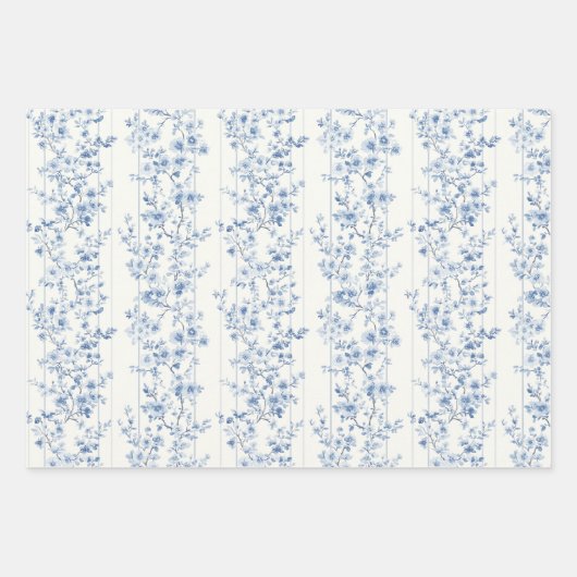 Chic Blue Flowers Easter Eggs Geschenkpapier Set (Vorderseite)