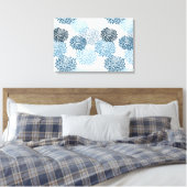 Chic Blue Flowers Leinwanddruck (Insitu (Schlafzimmer))