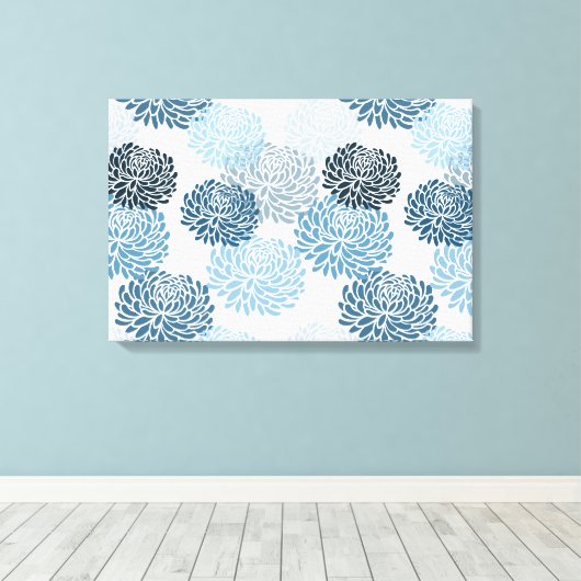Chic Blue Flowers Leinwanddruck (Insitu (Holzboden))
