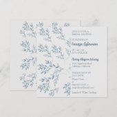 Chic Blue Foliage Bridal Dusche Einladung (Vorne/Hinten)