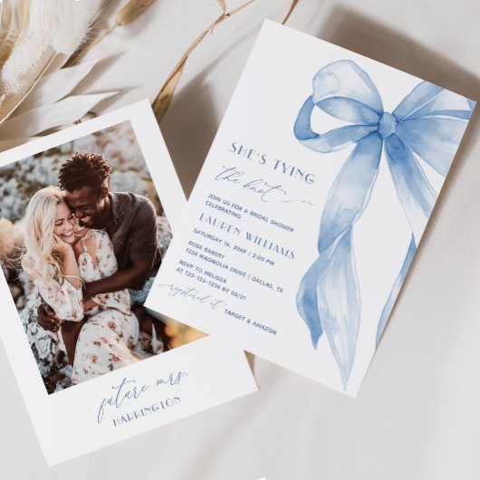 Chic Blue Foto binden das Brautparty des Knotenkre Einladung