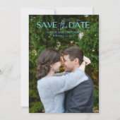 Chic Blue Foto Moderne Hochzeit Save The Date (Vorderseite)