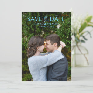 Chic Blue Foto Moderne Hochzeit Save The Date