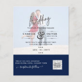 Chic Blue Foto Wedding Invite QR Code Rett Datum (Vorderseite)