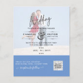 Chic Blue Foto Wedding Invite QR Code Rett Datum Flyer (Vorne)