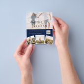 Chic Blue Foto Wedding Invite QR Code Rett Datum Flyer (Gruppe)