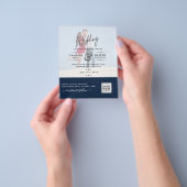 Chic Blue Foto Wedding Invite QR Code Rett Datum Flyer (Gruppe)