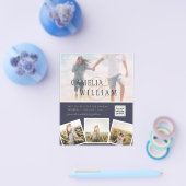 Chic Blue Foto Wedding Invite QR Code Rett Datum Flyer (Einzeln)