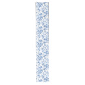 Chic Blue French Toile Roses Floral Table Runner Großer Tischläufer (Vorderseite)