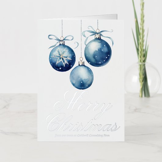 Chic Blue Frohe Weihnachts-Ornament Business Silve (Vorderseite)