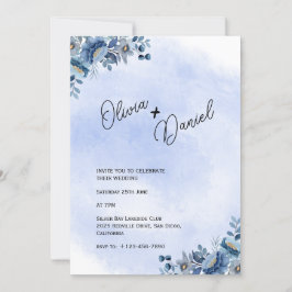Chic Blue Garden Wedding Einladung