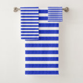 Chic Blue Geometric Stripes Badhandtuch Set (Insitu)