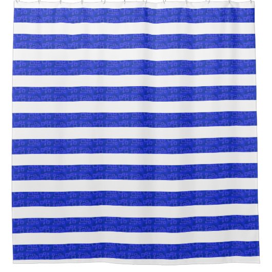 Chic Blue Geometric Stripes Duschvorhang (Vorderseite)