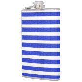 Chic Blue Geometric Stripes Flachmann (Links)