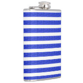 Chic Blue Geometric Stripes Flachmann (Rechts)