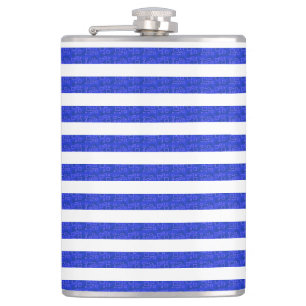 Chic Blue Geometric Stripes Flachmann
