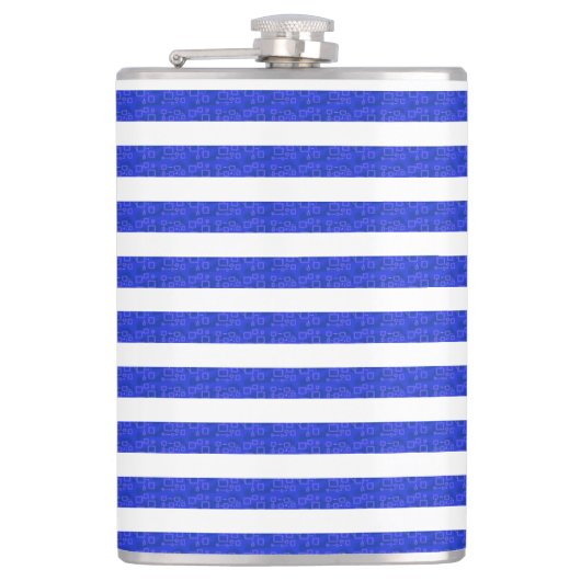 Chic Blue Geometric Stripes Flachmann (Vorderseite)