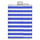 Chic Blue Geometric Stripes Flachmann (Rückseite)